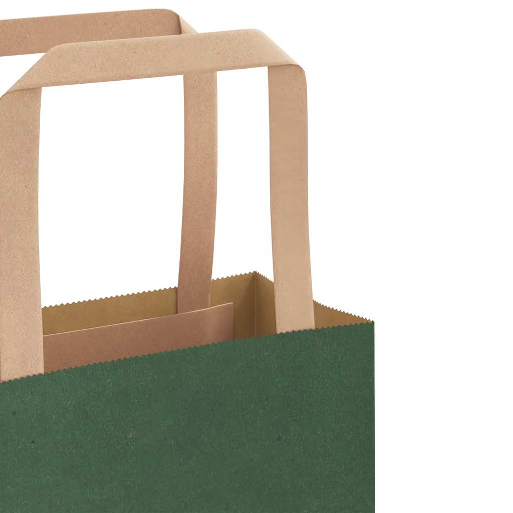 vidaXL Torby papierowe 250 szt. z uchwytami zielone 54x15x49 cm