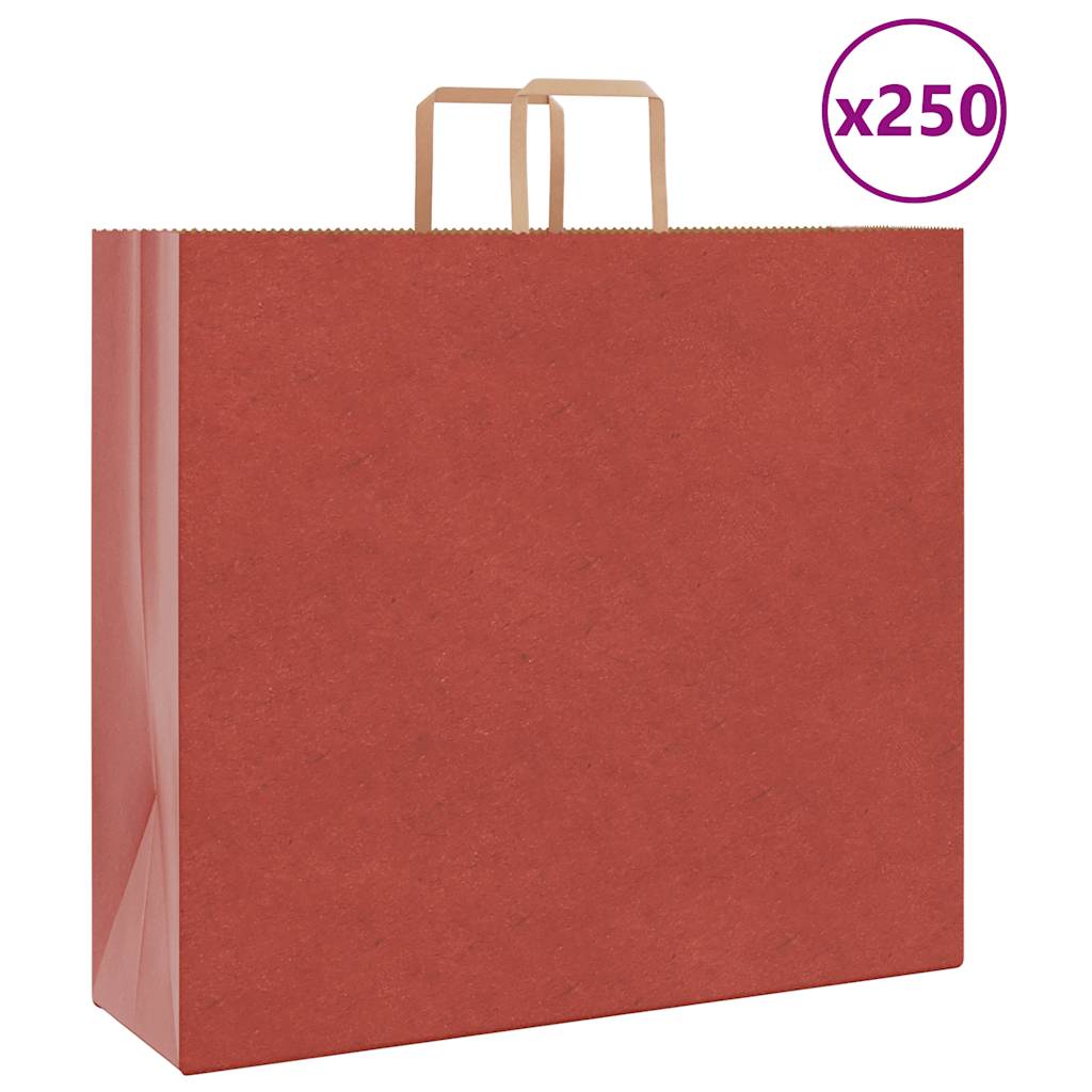 vidaXL Torby papierowe 250 szt. z uchwytami czerwone 54x15x49 cm