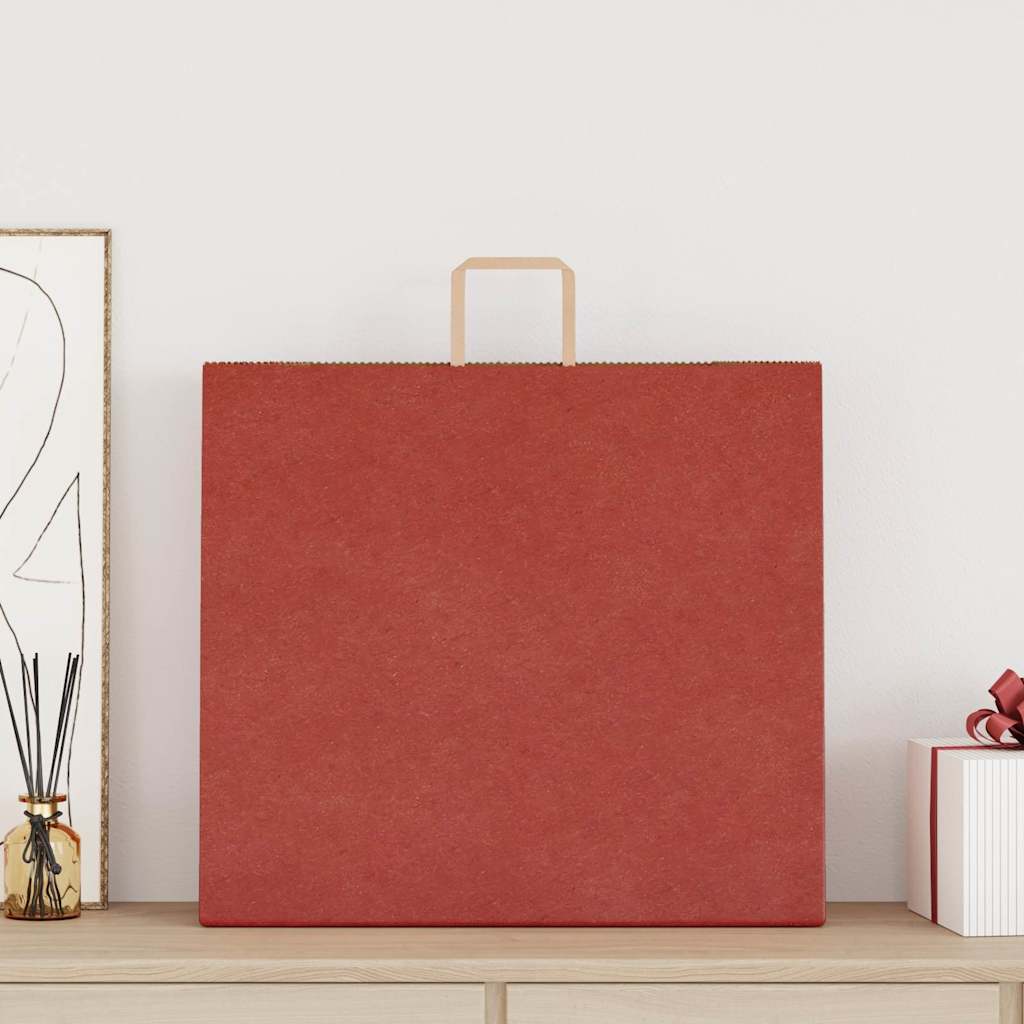 vidaXL Torby papierowe 250 szt. z uchwytami czerwone 54x15x49 cm