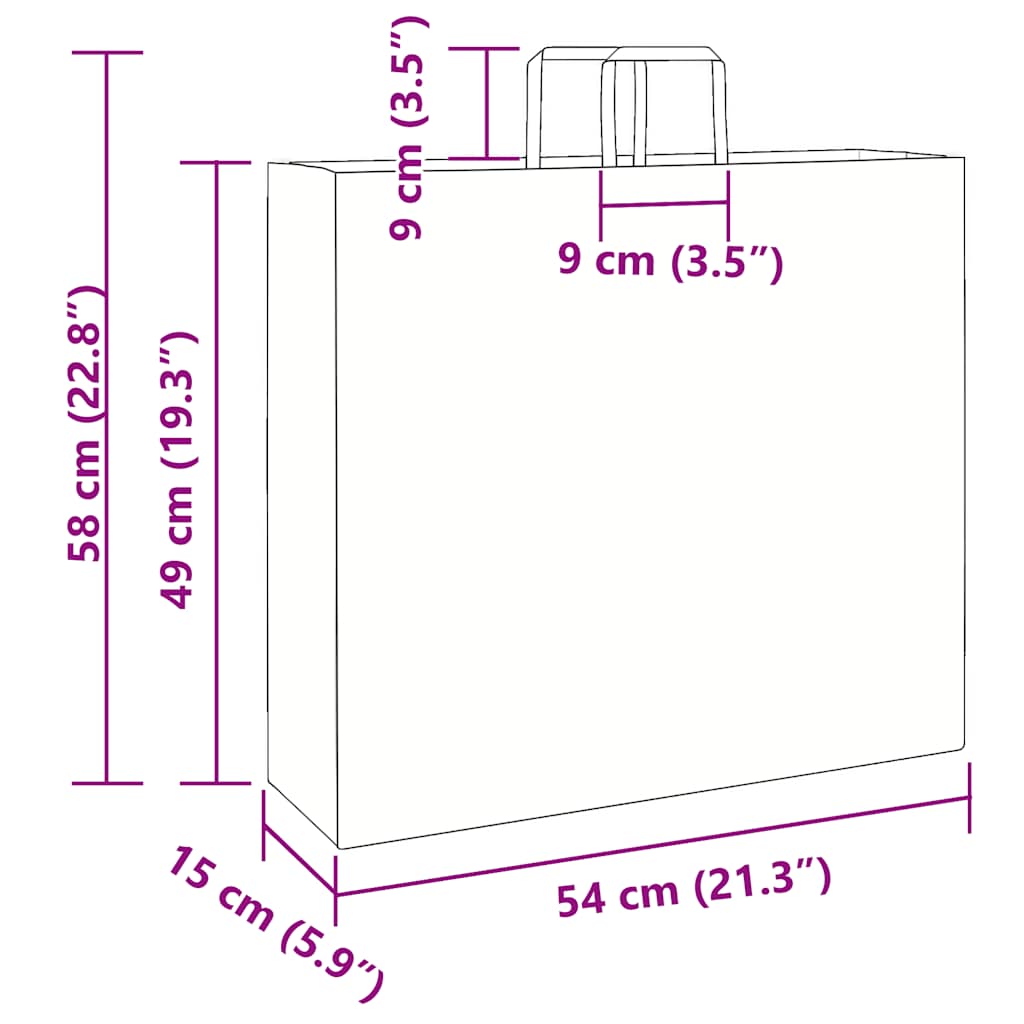 vidaXL Torby papierowe 250 szt. z uchwytami czerwone 54x15x49 cm