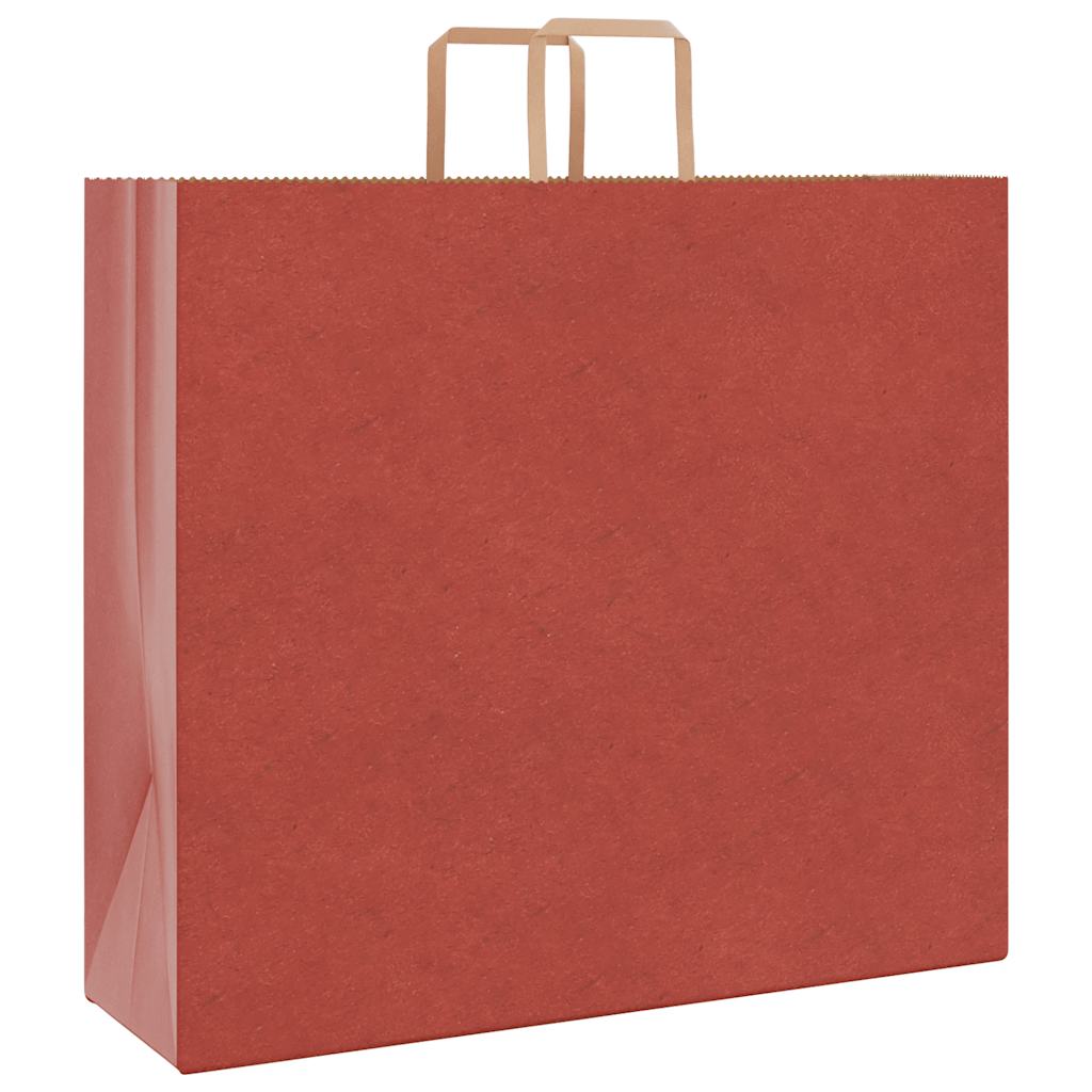 vidaXL Torby papierowe 250 szt. z uchwytami czerwone 54x15x49 cm
