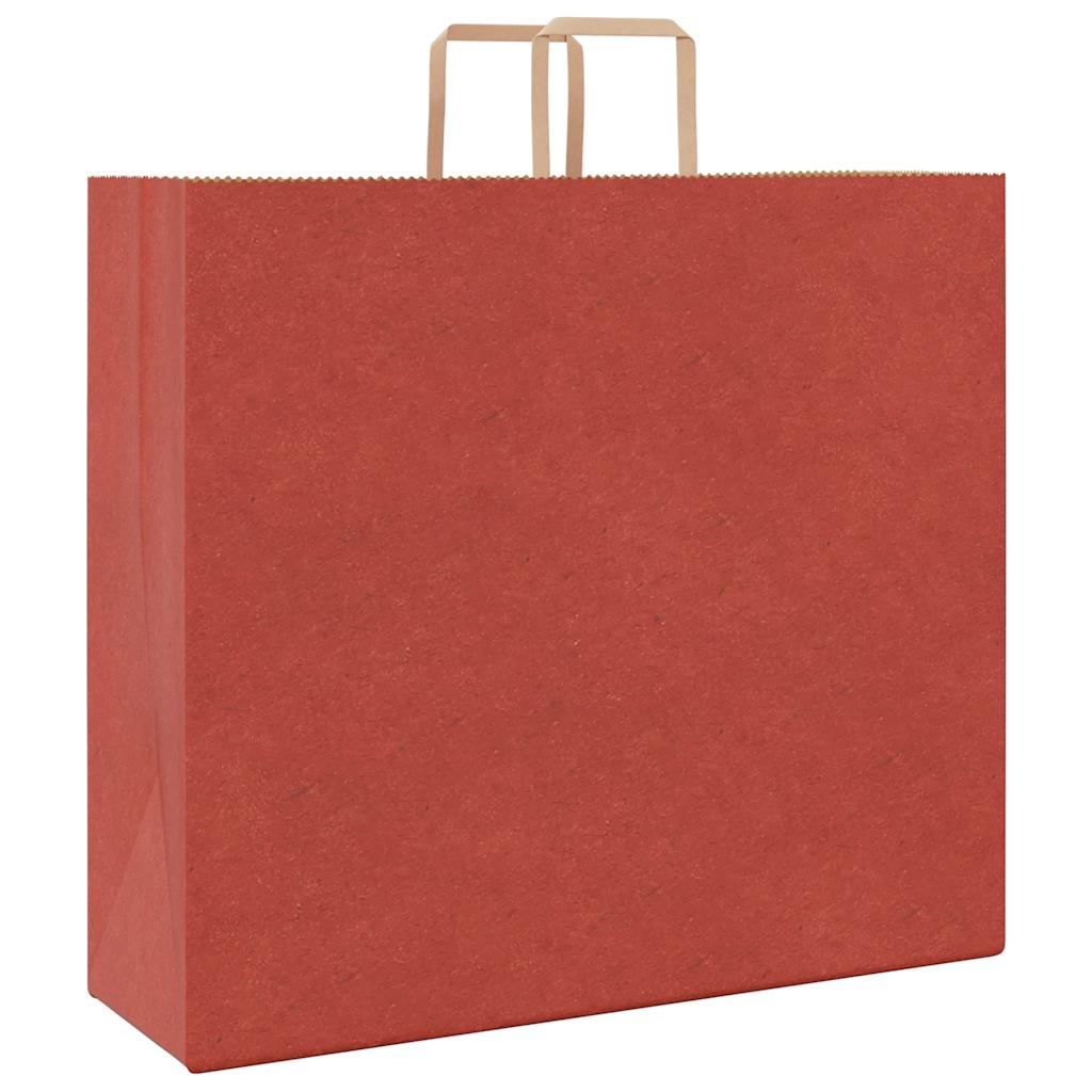 vidaXL Torby papierowe 250 szt. z uchwytami czerwone 54x15x49 cm