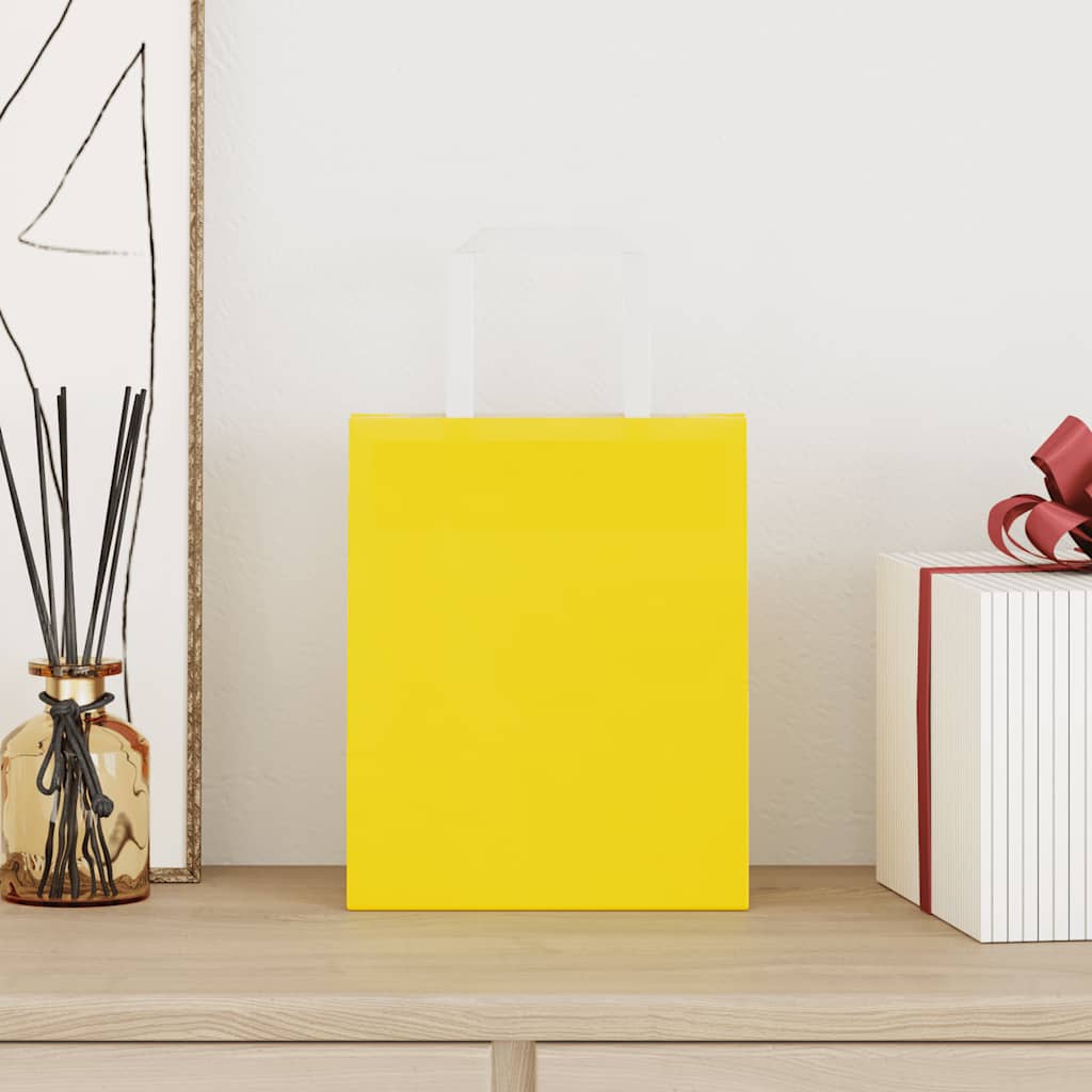 vidaXL Torby papierowe 50 szt. z uchwytami żółte 18x8x22 cm