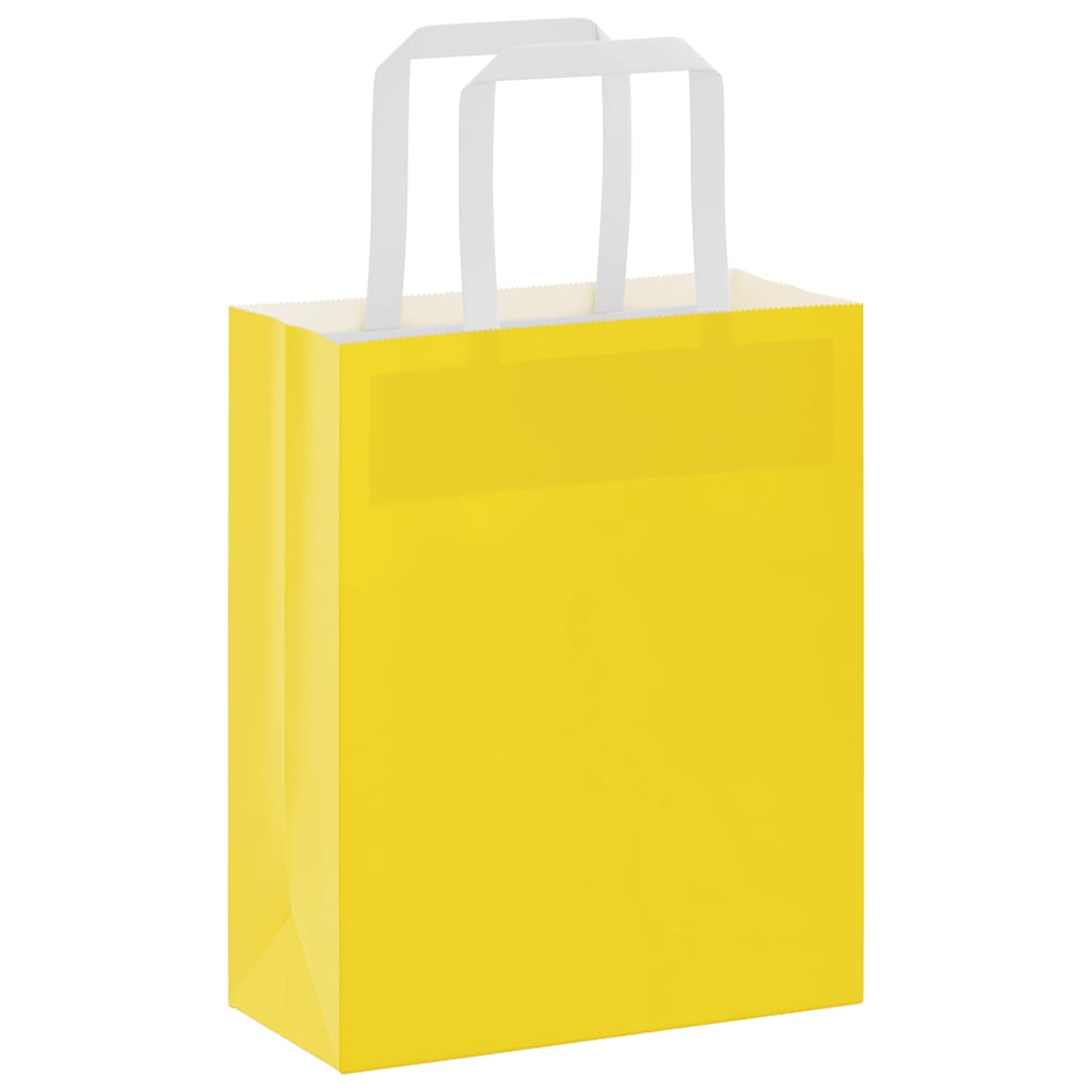 vidaXL Torby papierowe 50 szt. z uchwytami żółte 18x8x22 cm