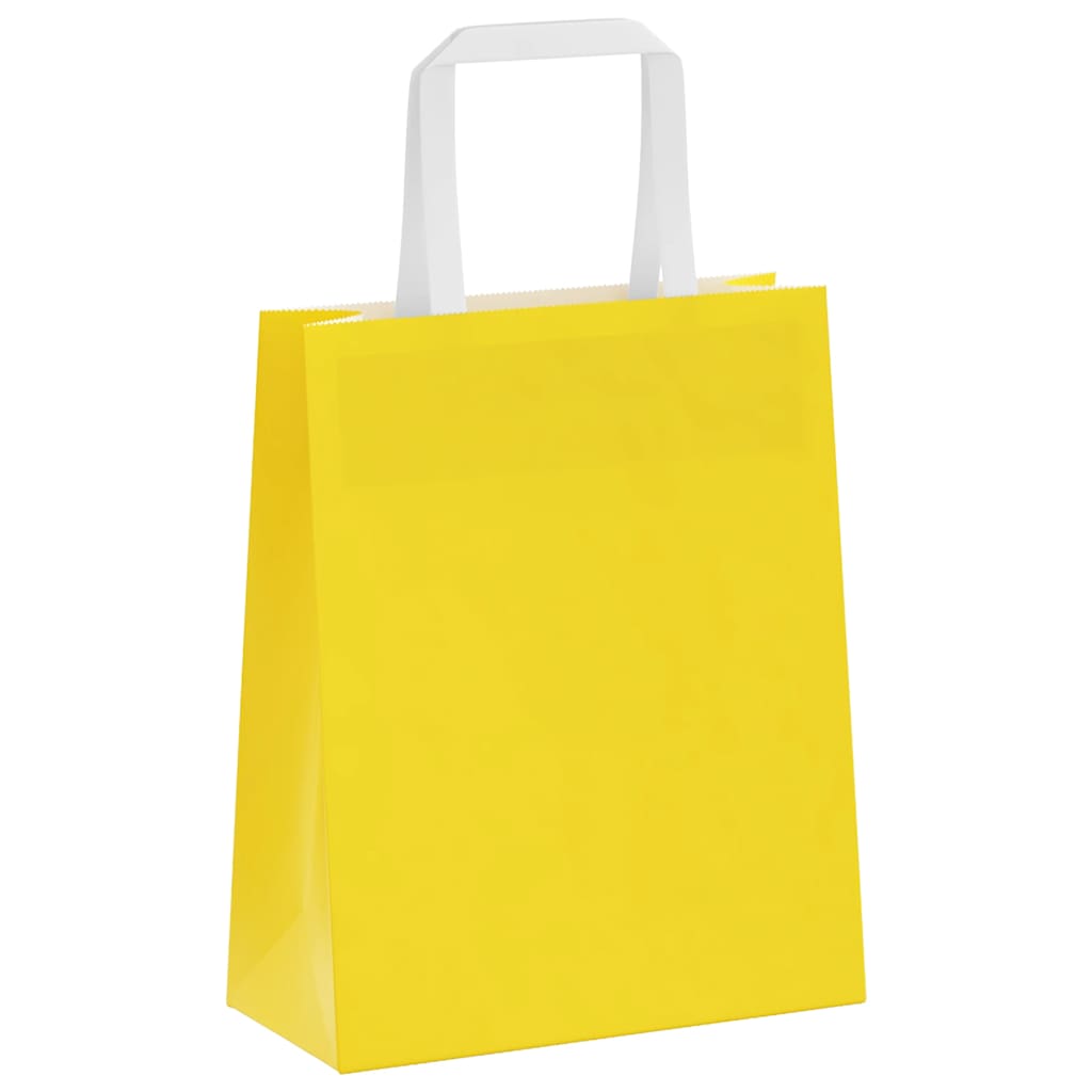 vidaXL Torby papierowe 50 szt. z uchwytami żółte 18x8x22 cm