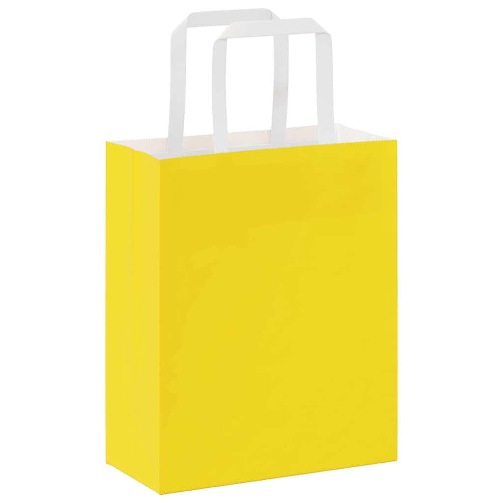 vidaXL Torby papierowe 50 szt. z uchwytami żółte 18x8x22 cm
