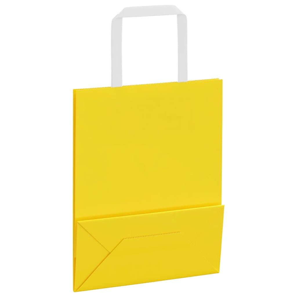 vidaXL Torby papierowe 50 szt. z uchwytami żółte 18x8x22 cm