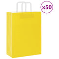 vidaXL Torby papierowe 50 szt. z uchwytami żółte 26x12x35 cm