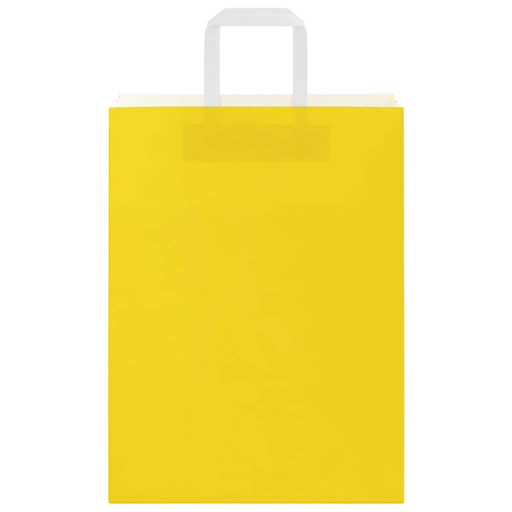 vidaXL Torby papierowe 50 szt. z uchwytami żółte 26x12x35 cm