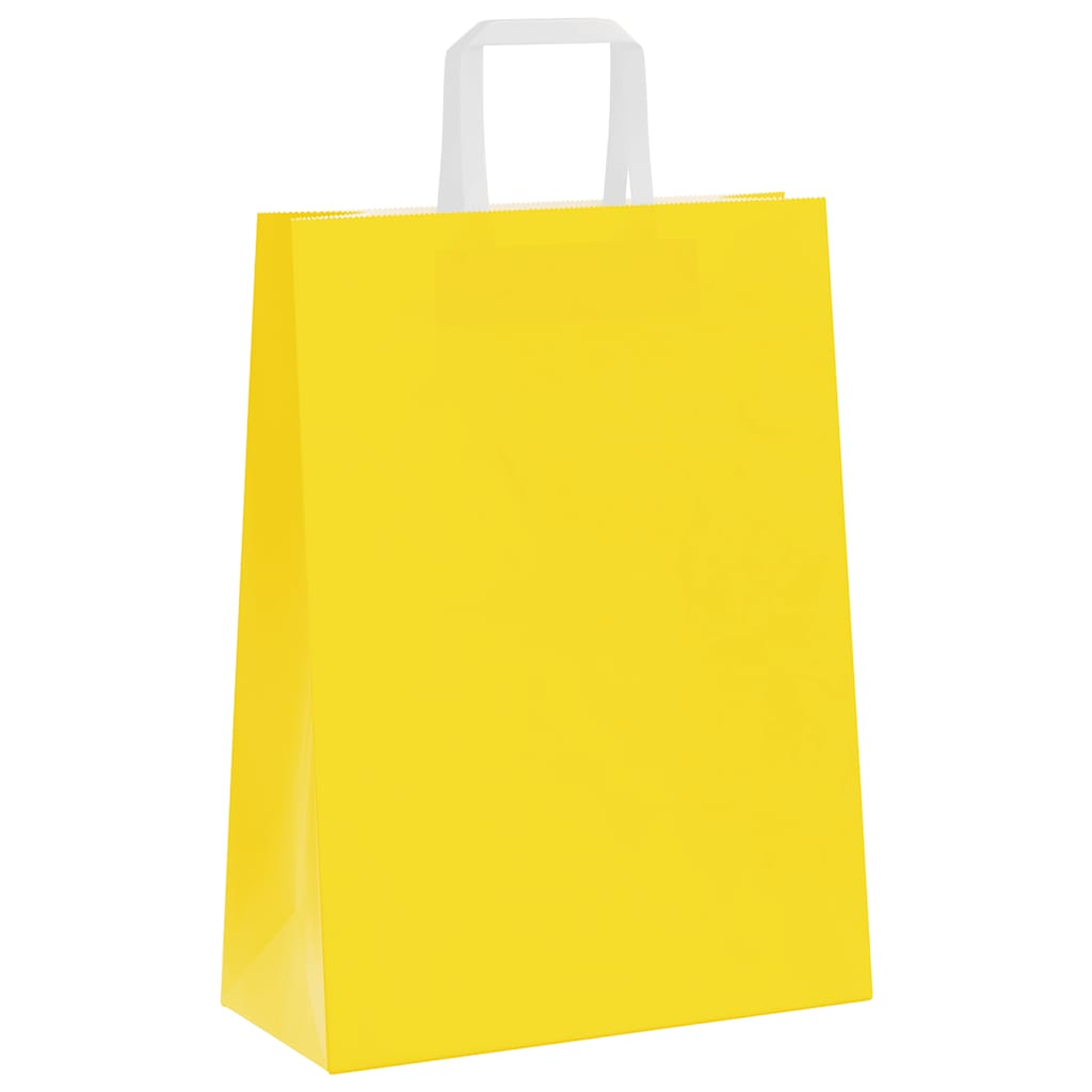 vidaXL Torby papierowe 50 szt. z uchwytami żółte 26x12x35 cm