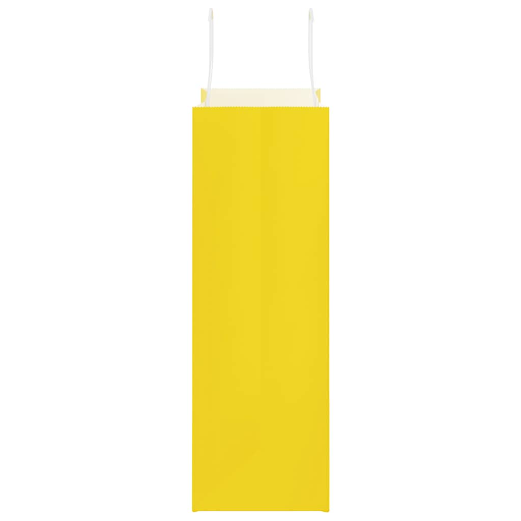 vidaXL Torby papierowe 50 szt. z uchwytami żółte 26x12x35 cm