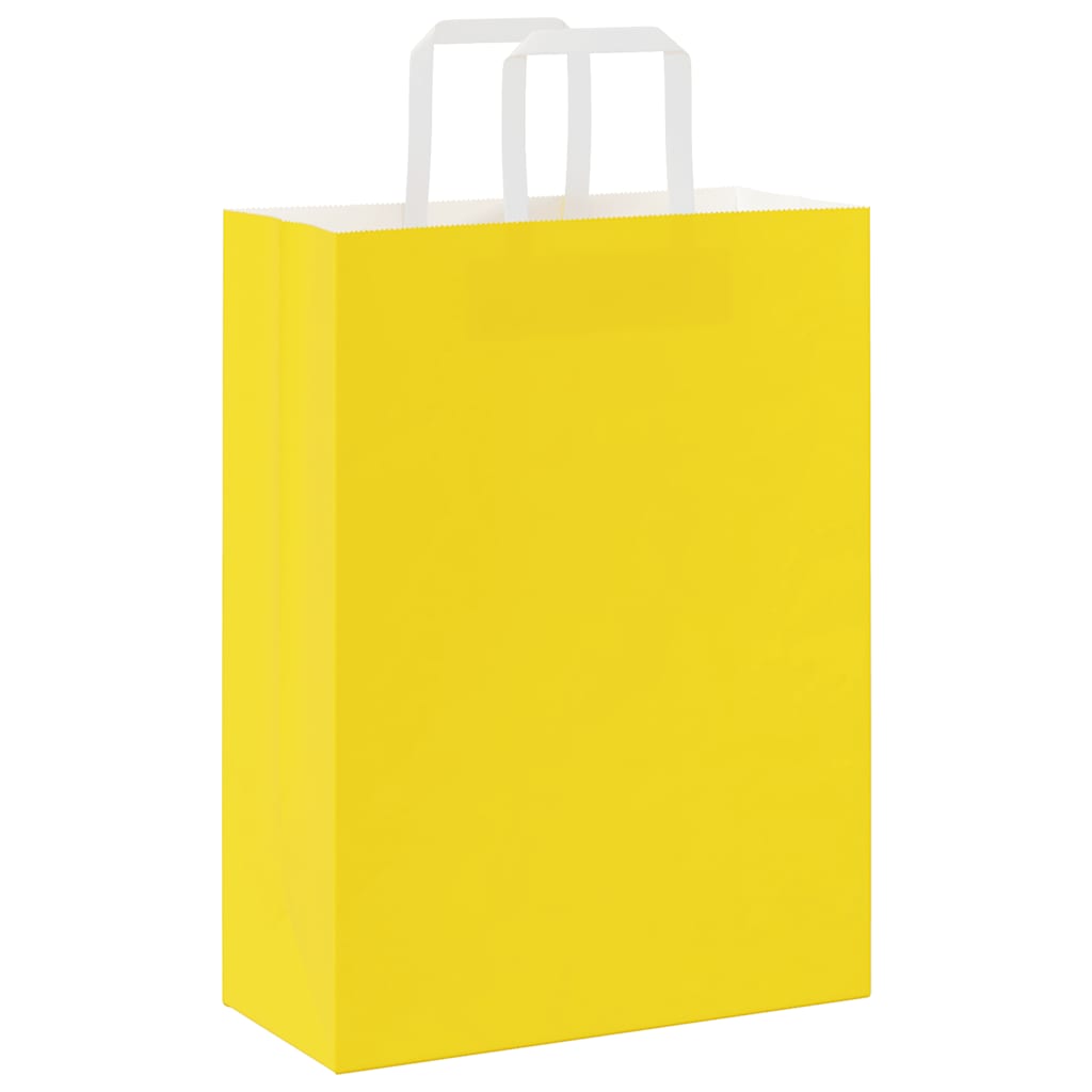 vidaXL Torby papierowe 50 szt. z uchwytami żółte 26x12x35 cm