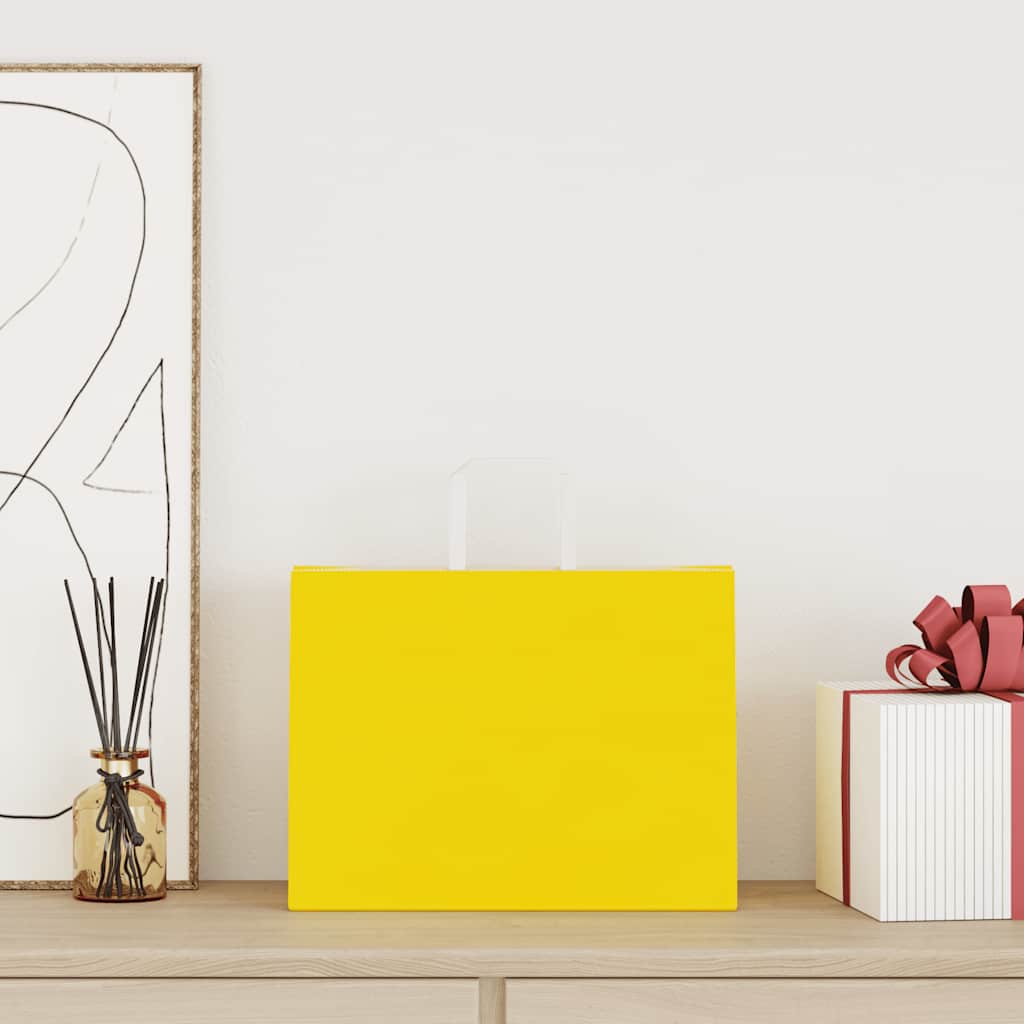vidaXL Torby papierowe 50 szt. z uchwytami żółte 32x17x25 cm