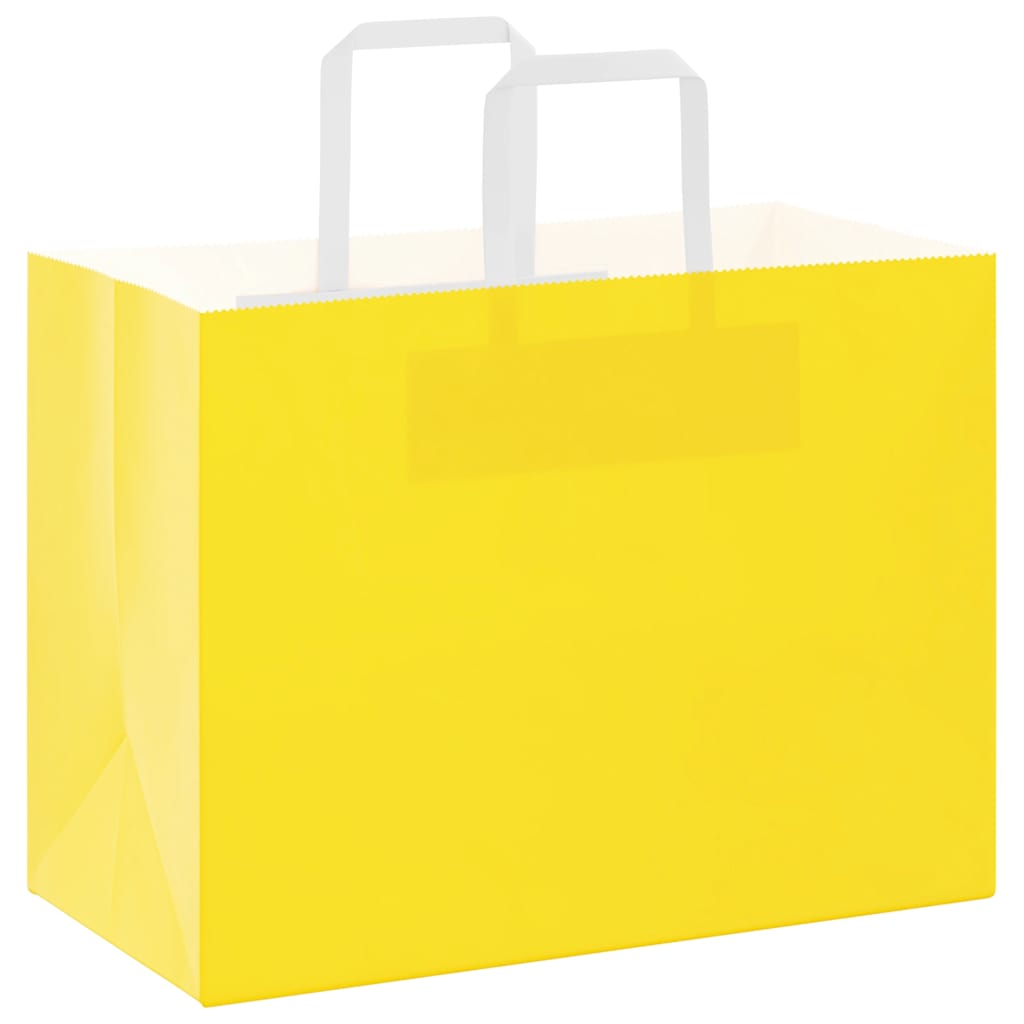 vidaXL Torby papierowe 50 szt. z uchwytami żółte 32x17x25 cm