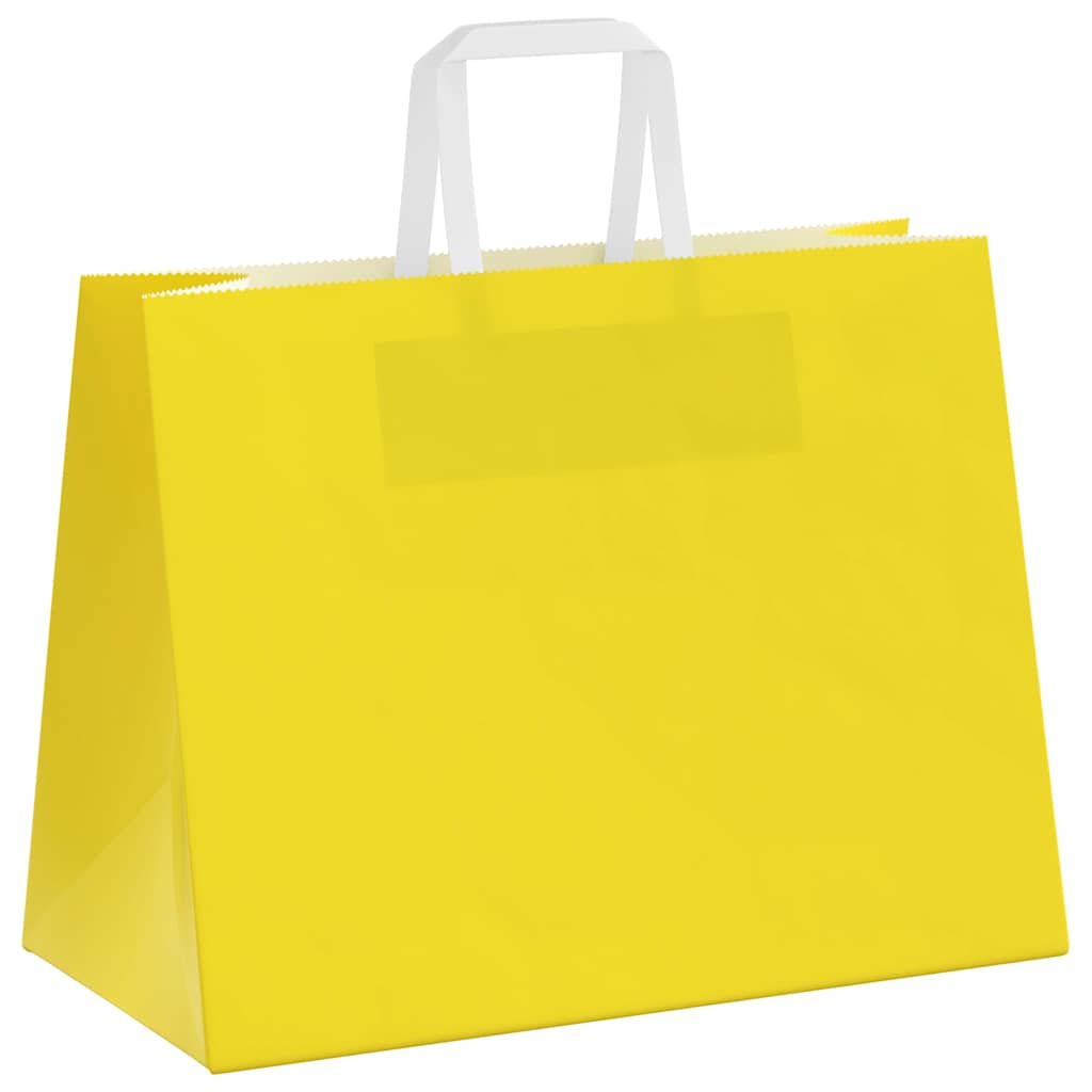 vidaXL Torby papierowe 50 szt. z uchwytami żółte 32x17x25 cm