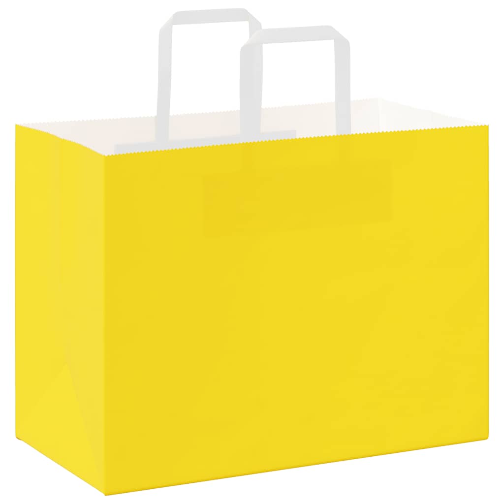 vidaXL Torby papierowe 50 szt. z uchwytami żółte 32x17x25 cm