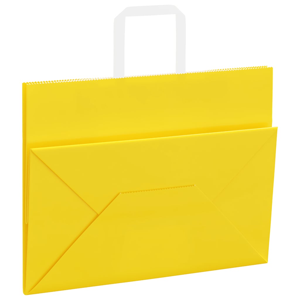 vidaXL Torby papierowe 50 szt. z uchwytami żółte 32x17x25 cm