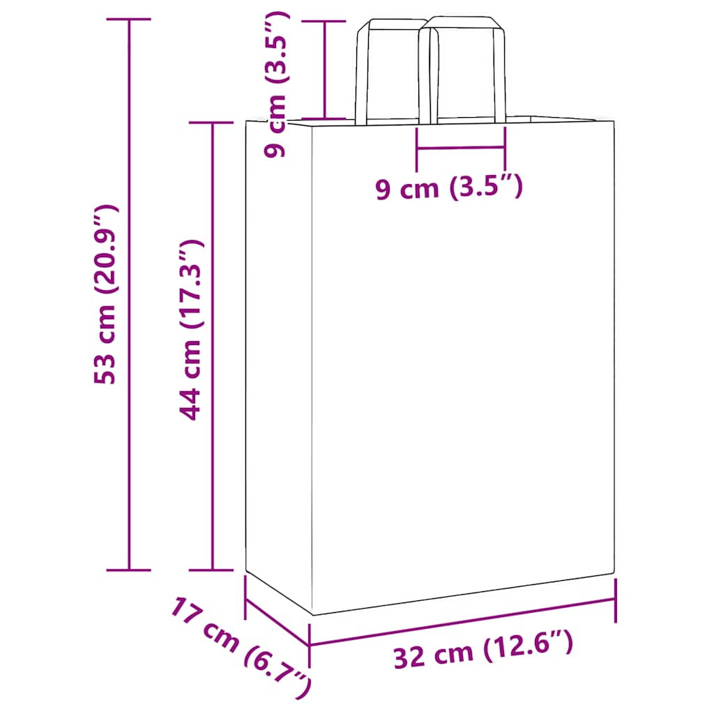 vidaXL Torby papierowe 50 szt. z uchwytami żółte 32x17x44 cm