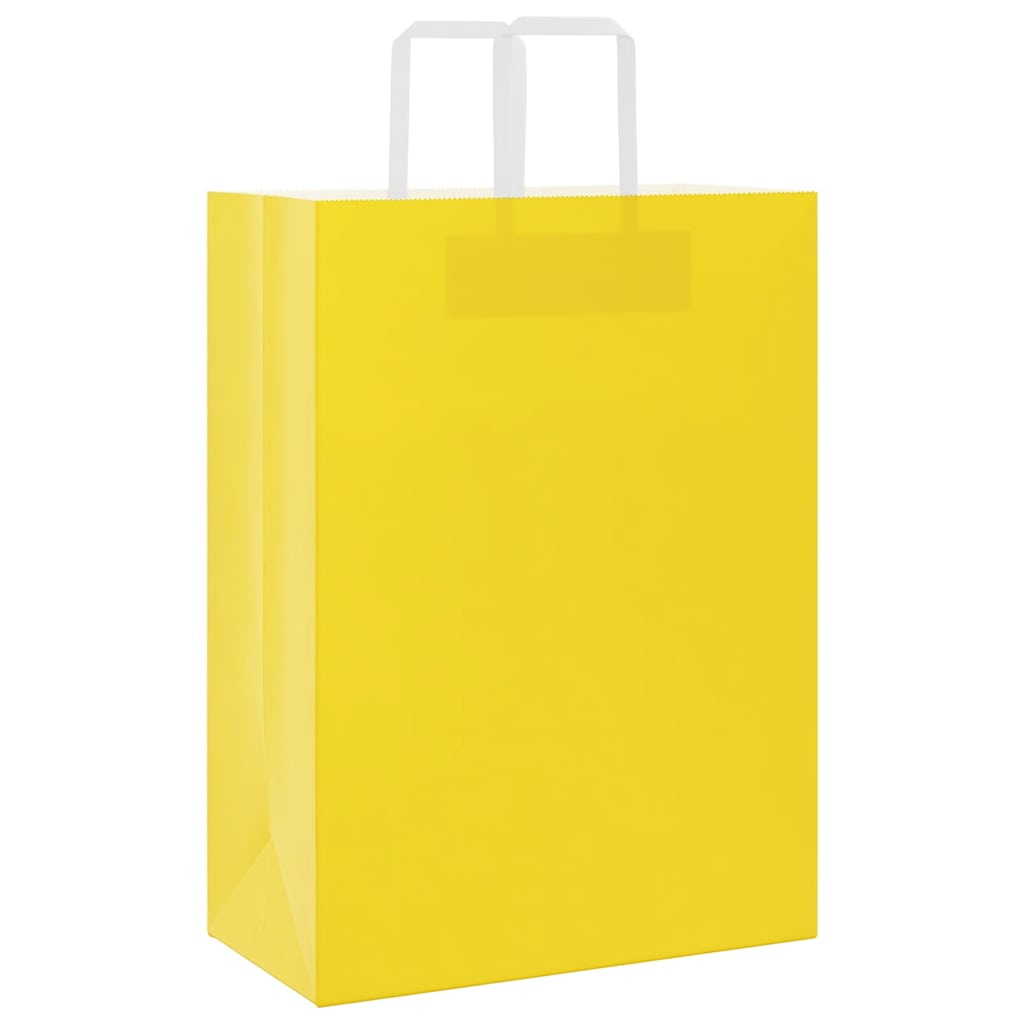 vidaXL Torby papierowe 50 szt. z uchwytami żółte 32x17x44 cm