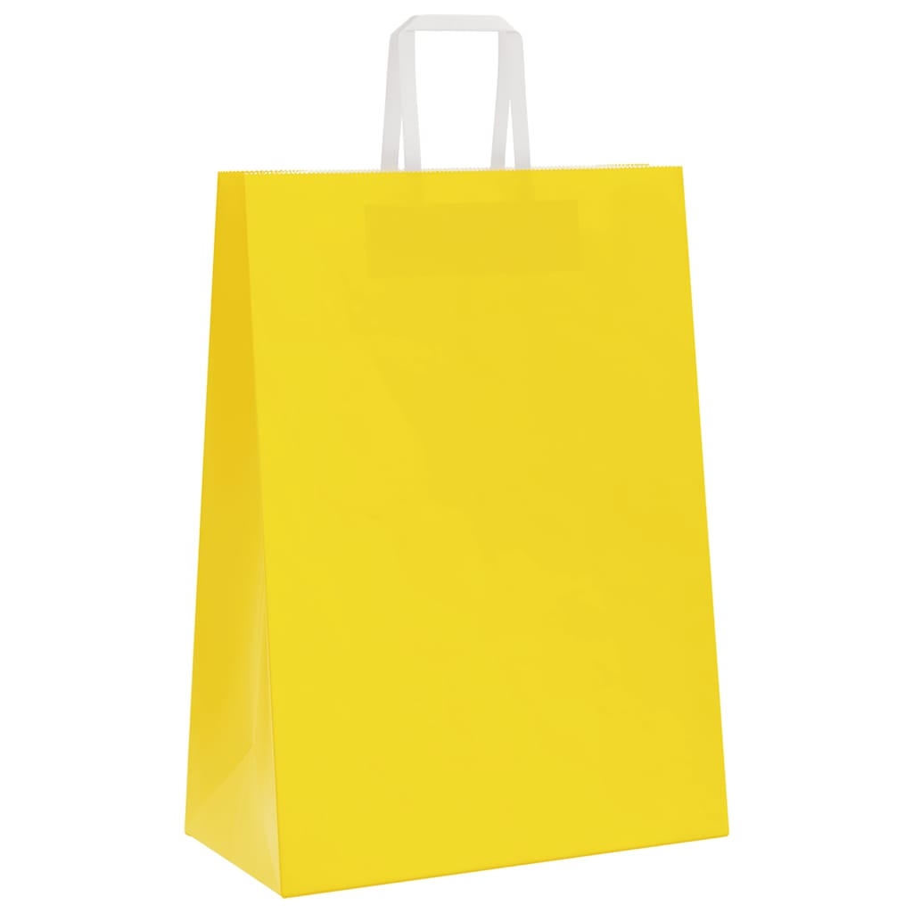 vidaXL Torby papierowe 50 szt. z uchwytami żółte 32x17x44 cm