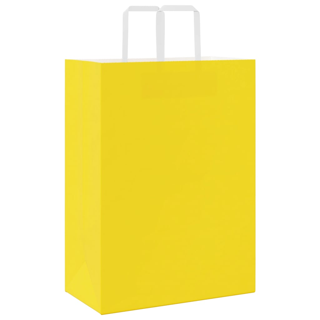 vidaXL Torby papierowe 50 szt. z uchwytami żółte 32x17x44 cm