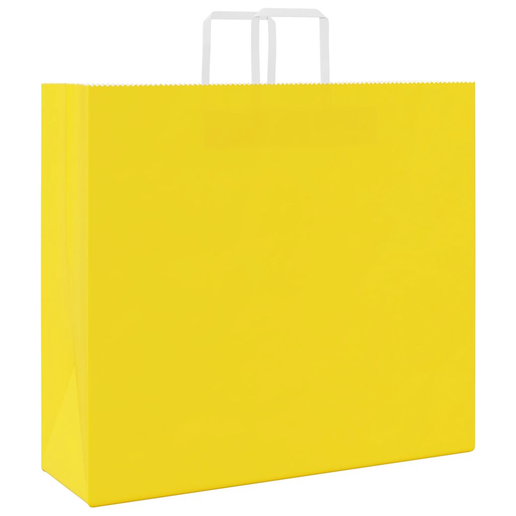 vidaXL Torby papierowe 50 szt. z uchwytami żółte 54x15x49 cm