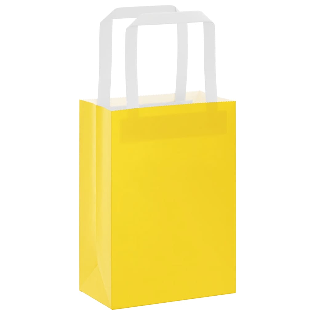 vidaXL Torby papierowe 250 szt. z uchwytami żółte 15x8x21 cm
