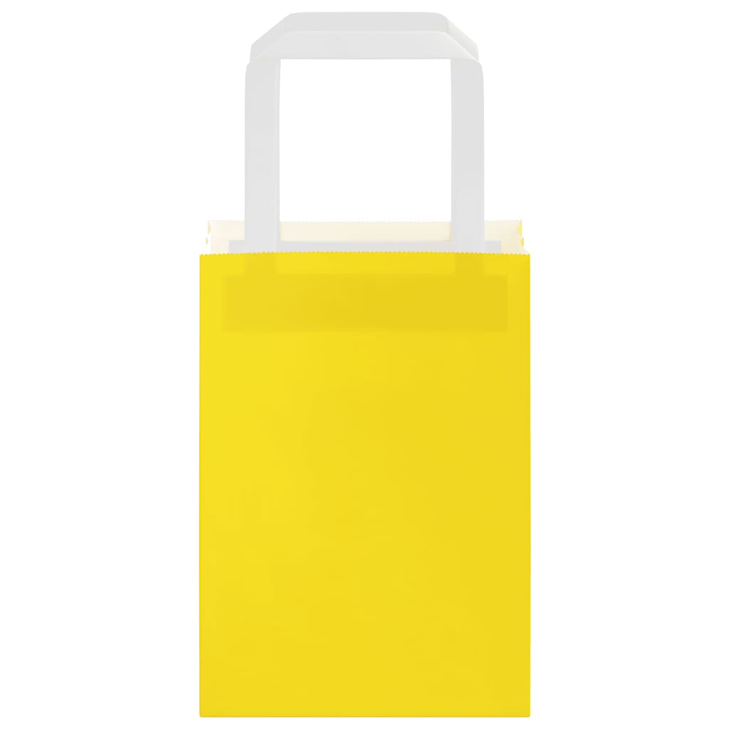 vidaXL Torby papierowe 250 szt. z uchwytami żółte 15x8x21 cm