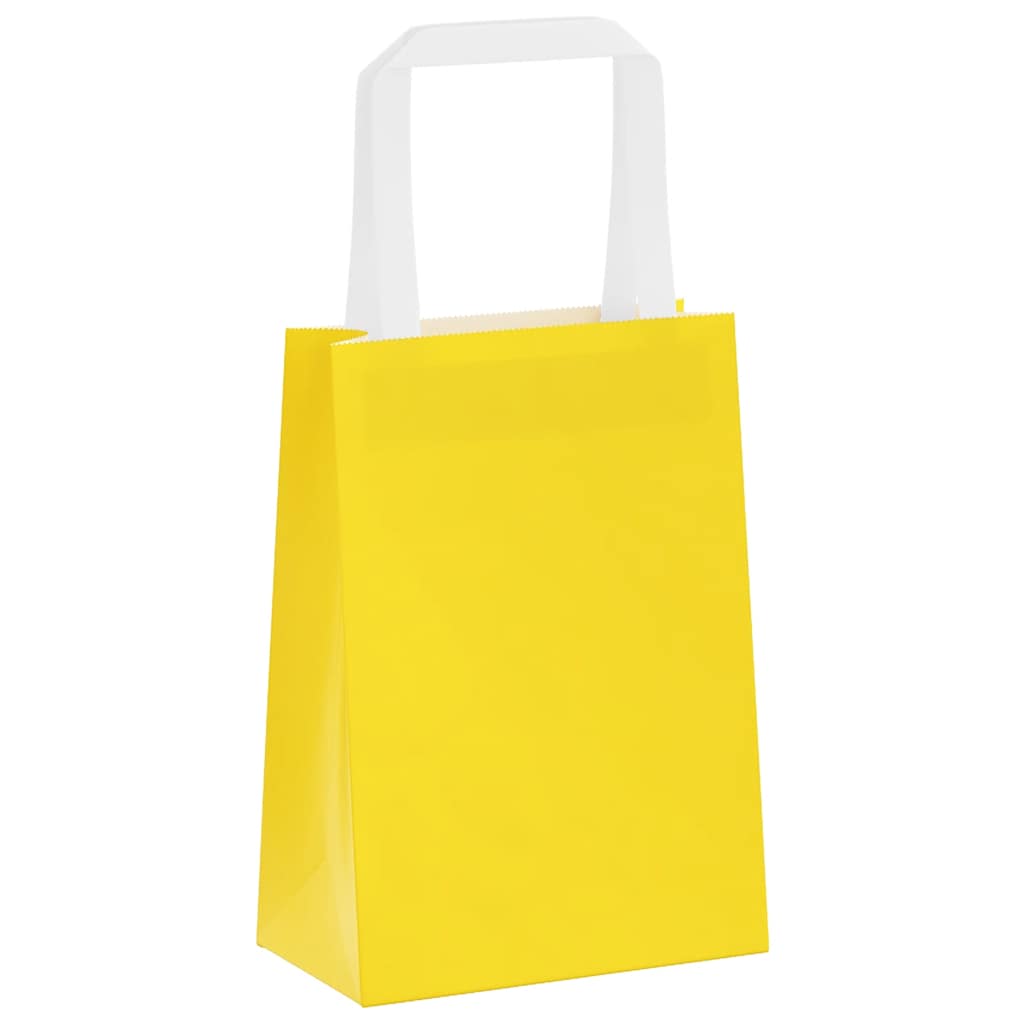 vidaXL Torby papierowe 250 szt. z uchwytami żółte 15x8x21 cm