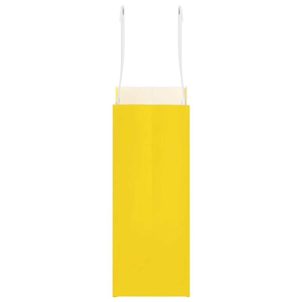 vidaXL Torby papierowe 250 szt. z uchwytami żółte 15x8x21 cm