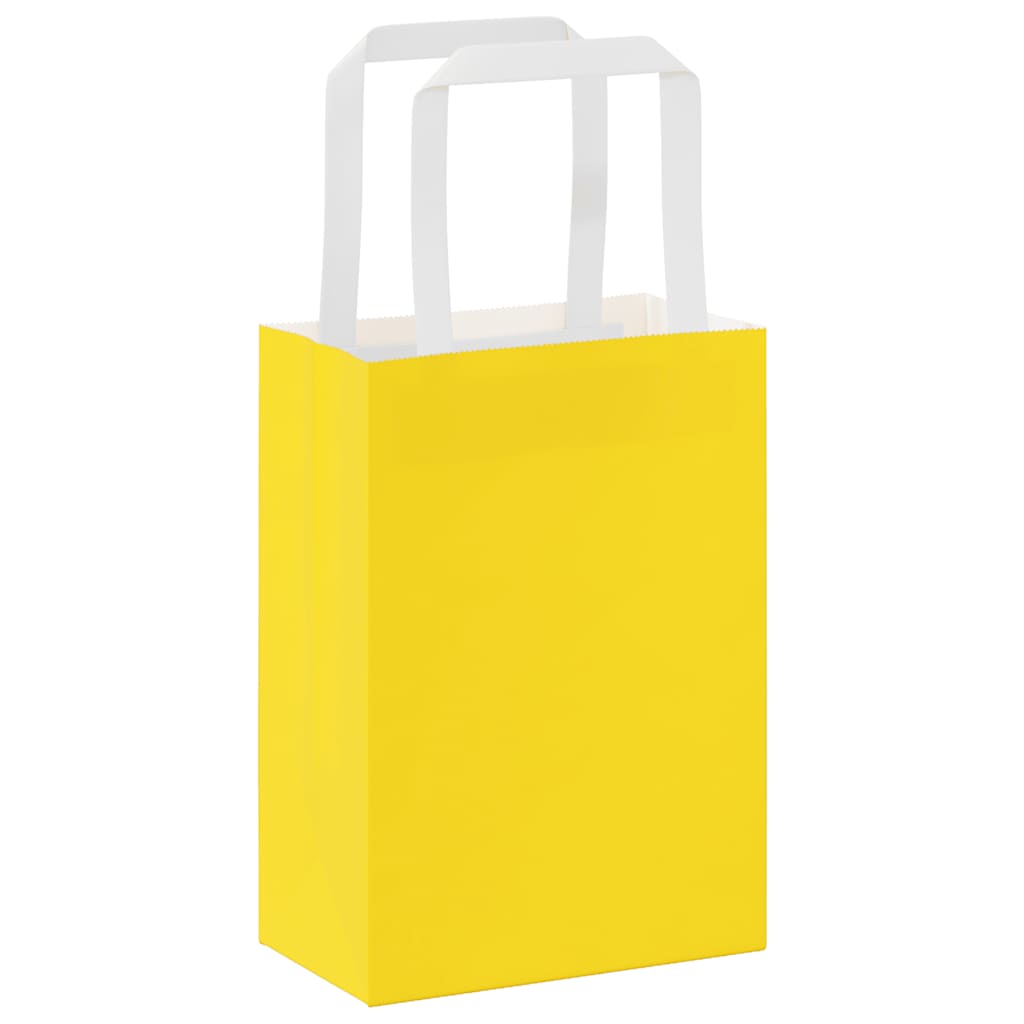 vidaXL Torby papierowe 250 szt. z uchwytami żółte 15x8x21 cm