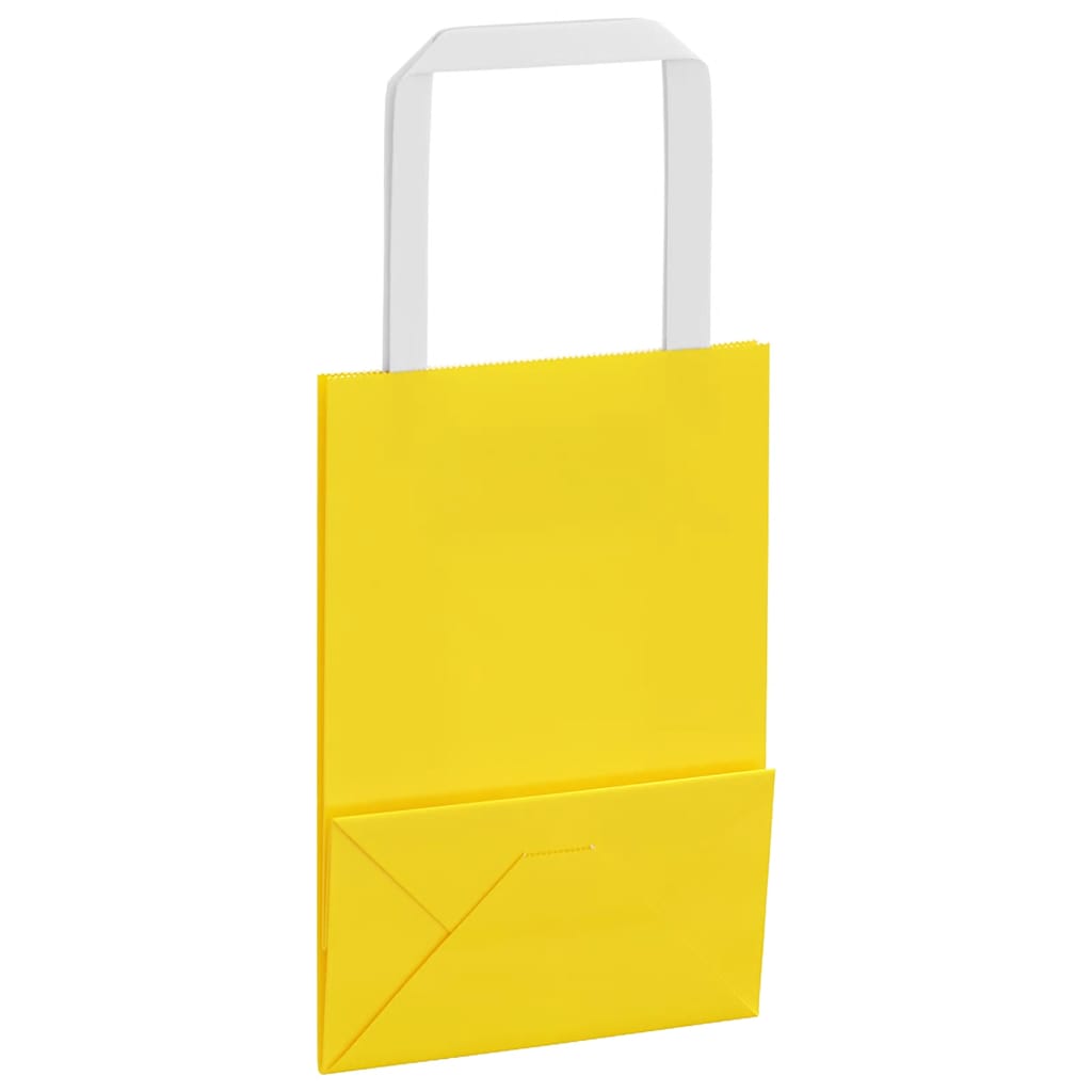 vidaXL Torby papierowe 250 szt. z uchwytami żółte 15x8x21 cm