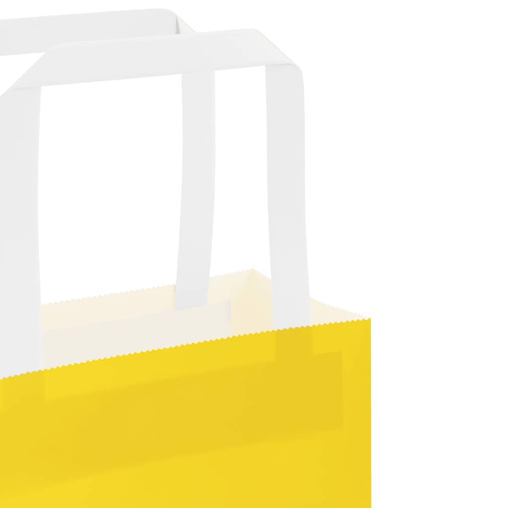 vidaXL Torby papierowe 250 szt. z uchwytami żółte 15x8x21 cm