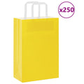 vidaXL Torby papierowe 250 szt. z uchwytami żółte 21x11x31 cm