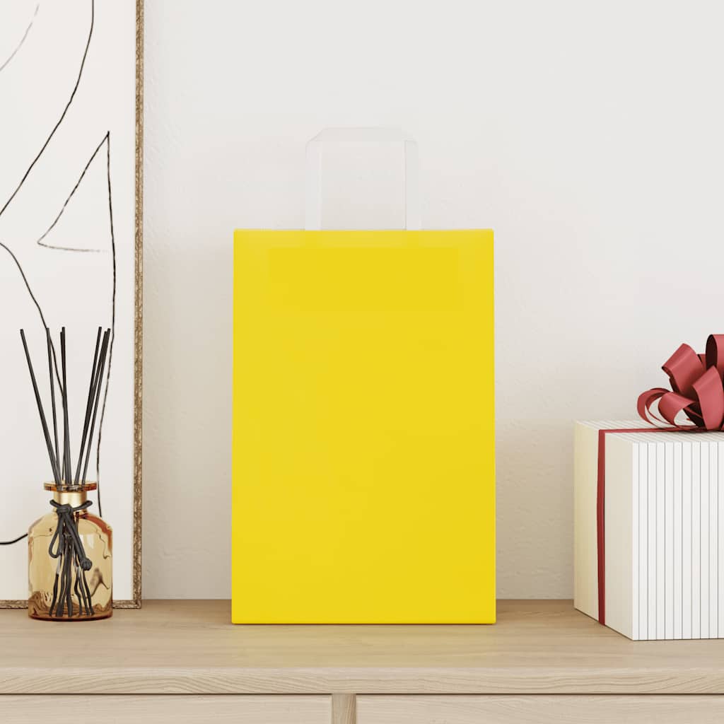 vidaXL Torby papierowe 250 szt. z uchwytami żółte 21x11x31 cm