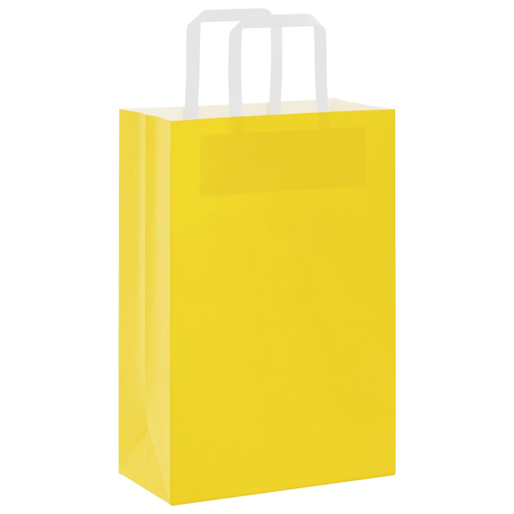 vidaXL Torby papierowe 250 szt. z uchwytami żółte 21x11x31 cm