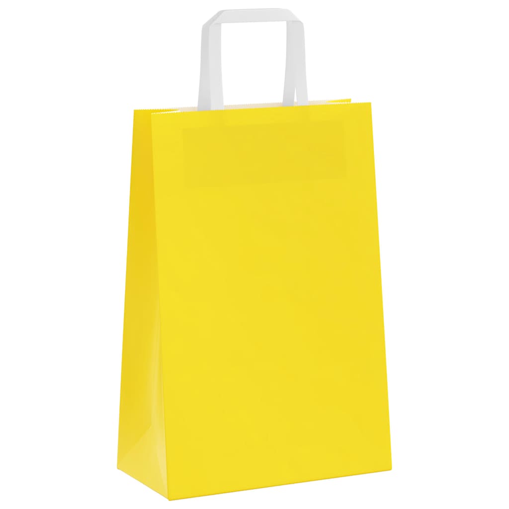 vidaXL Torby papierowe 250 szt. z uchwytami żółte 21x11x31 cm