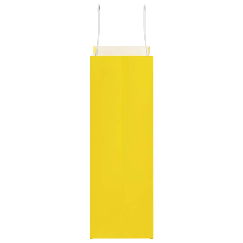 vidaXL Torby papierowe 250 szt. z uchwytami żółte 21x11x31 cm