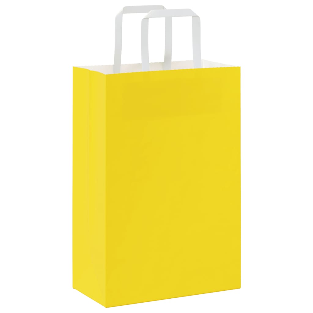 vidaXL Torby papierowe 250 szt. z uchwytami żółte 21x11x31 cm
