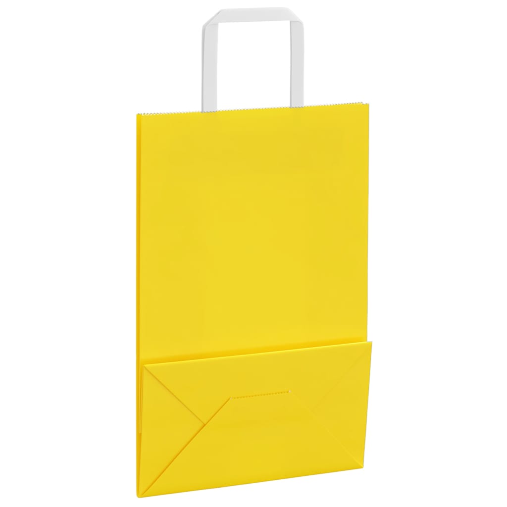 vidaXL Torby papierowe 250 szt. z uchwytami żółte 21x11x31 cm