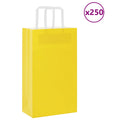 vidaXL Torby papierowe 250 szt. z uchwytami żółte 21x11x36 cm