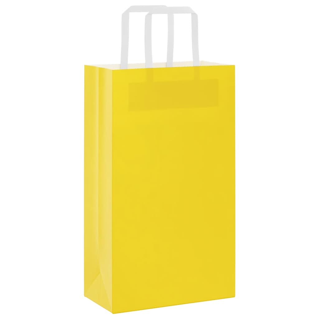 vidaXL Torby papierowe 250 szt. z uchwytami żółte 21x11x36 cm