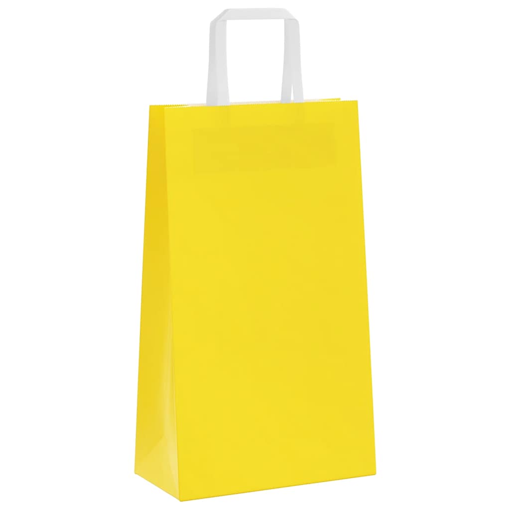 vidaXL Torby papierowe 250 szt. z uchwytami żółte 21x11x36 cm