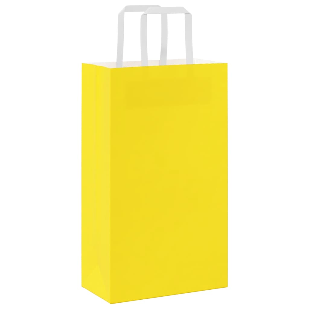 vidaXL Torby papierowe 250 szt. z uchwytami żółte 21x11x36 cm