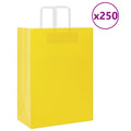 vidaXL Torby papierowe 250 szt. z uchwytami żółte 32x17x44 cm