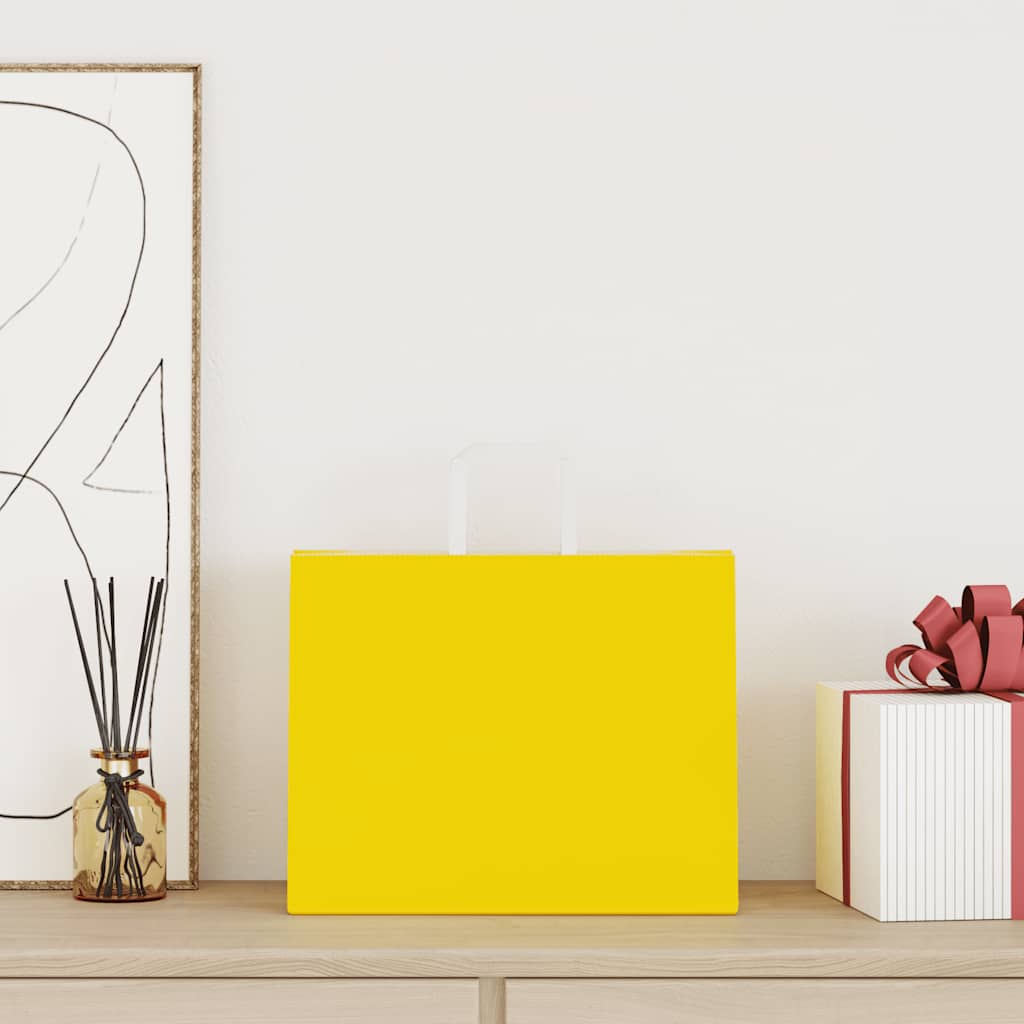 vidaXL Torby papierowe 250 szt. z uchwytami żółte 32x22x24 cm