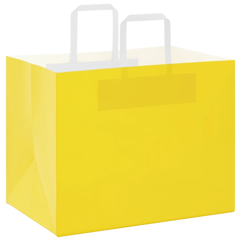 vidaXL Torby papierowe 250 szt. z uchwytami żółte 32x22x24 cm