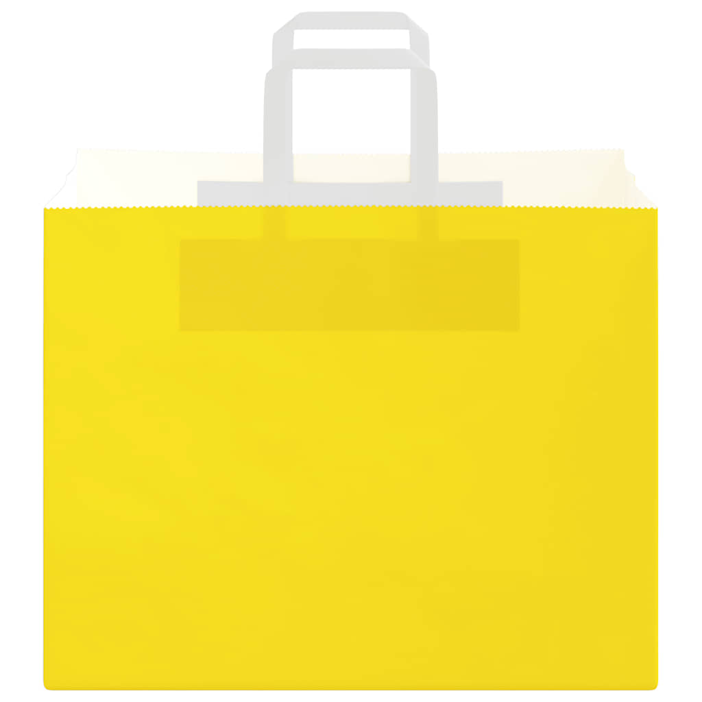 vidaXL Torby papierowe 250 szt. z uchwytami żółte 32x22x24 cm