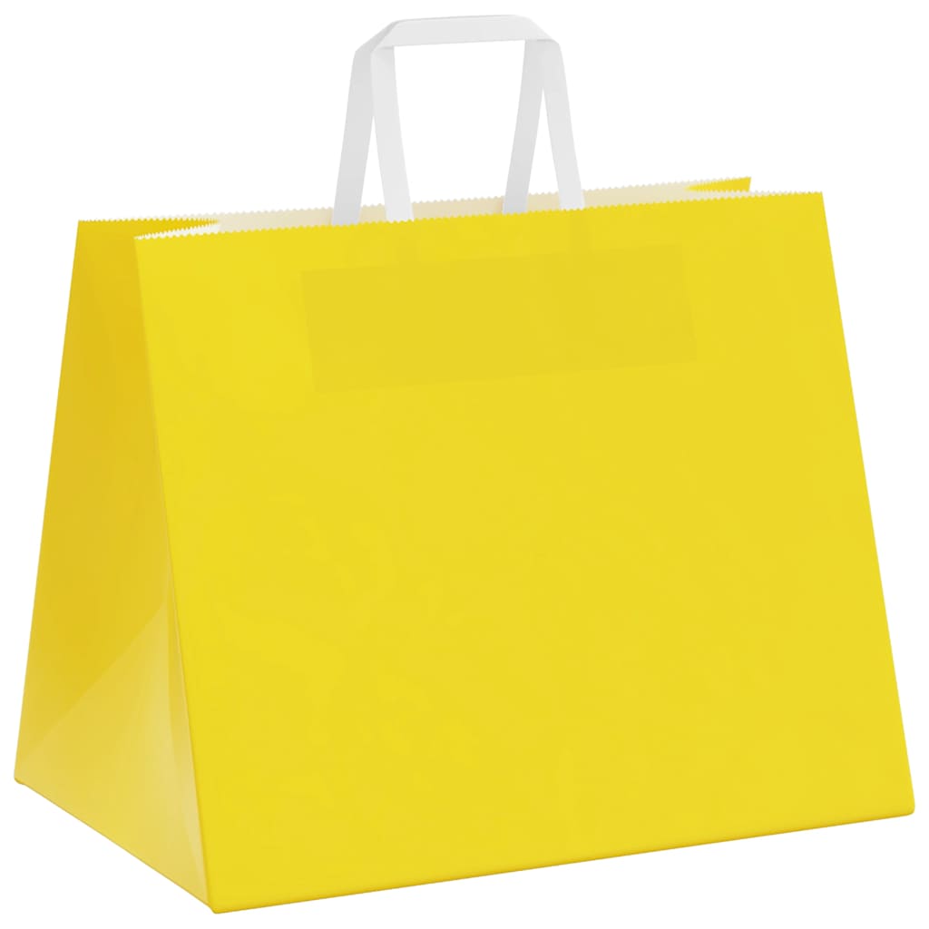 vidaXL Torby papierowe 250 szt. z uchwytami żółte 32x22x24 cm
