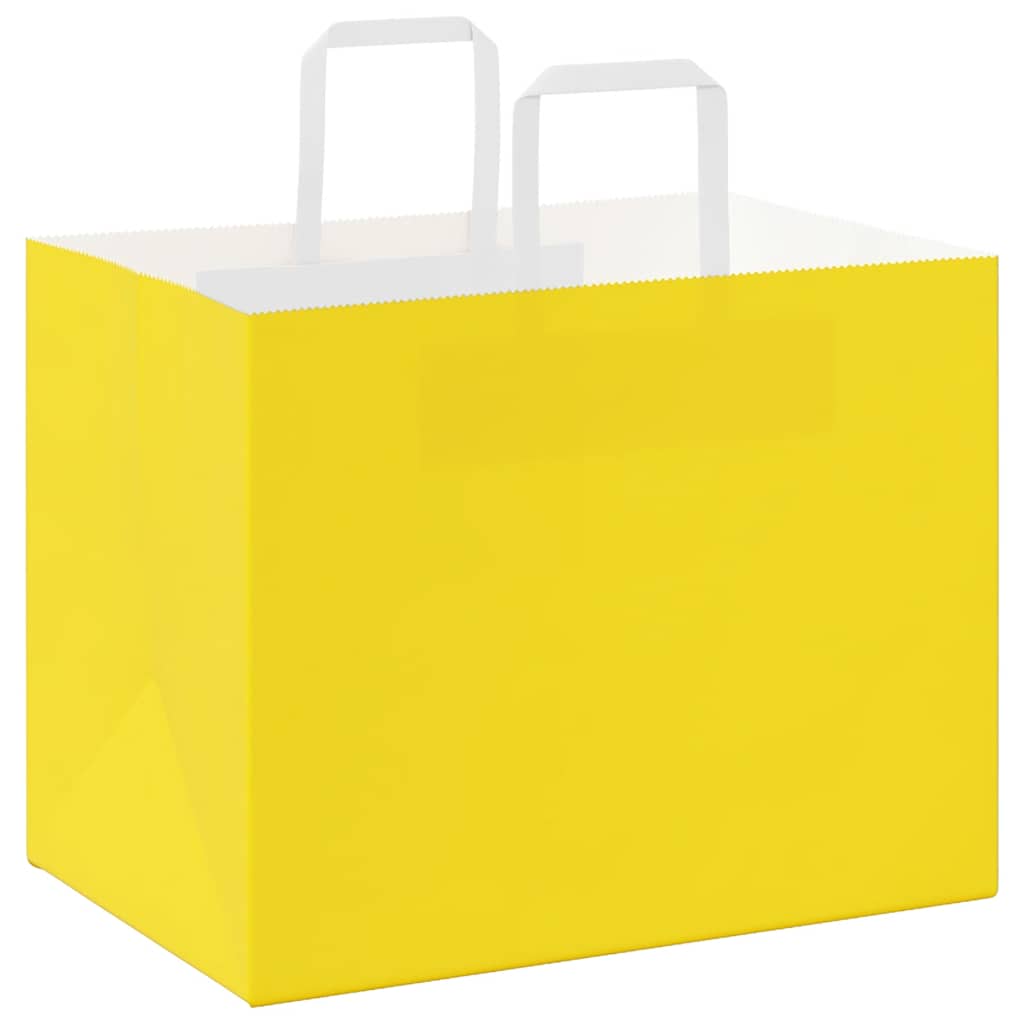 vidaXL Torby papierowe 250 szt. z uchwytami żółte 32x22x24 cm